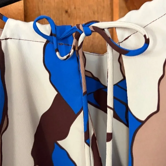 Manuhealii Blue, Brown & Cream Abstract Print Mini Dress - Picture 4 of 6